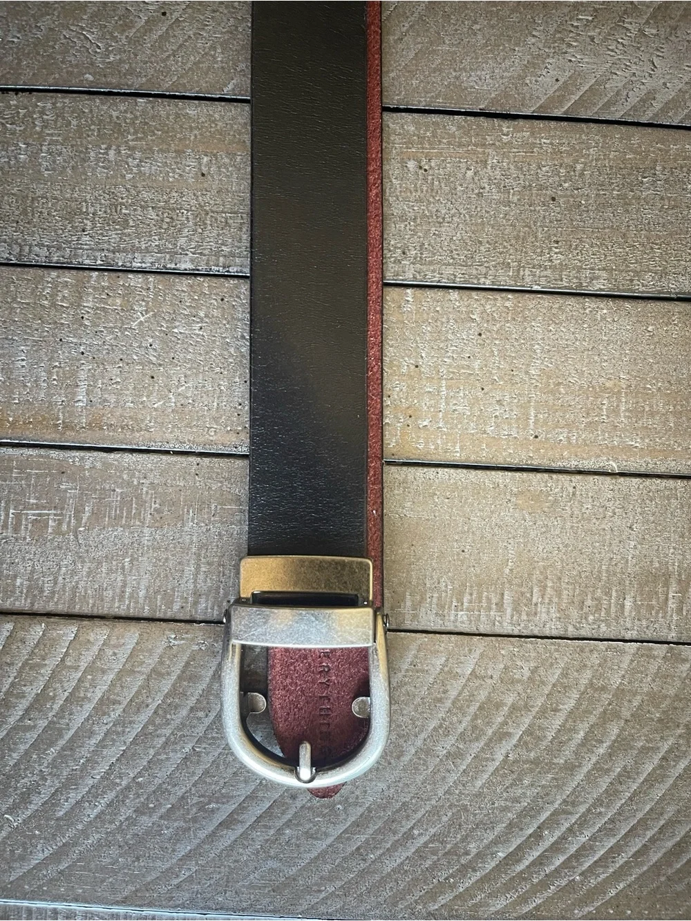 NYDJ Black Belt with Red Interior and Antique Brass Buckle